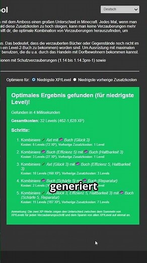 Viel billiger Verzaubern in Minecraft mit dem Enchantment Ordering Tool
