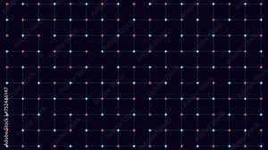 A vibrant repeating pattern made of small squares in shades of blue, red, and orange. The squares are arranged in a grid, creating a visually appealing and dynamic design