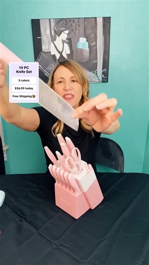 Ready to slice like a pro? Discover the 14-piece knife set that keeps sharpness alive with built-in sharpeners and stylish crystal pink design!