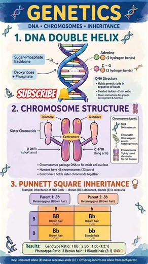 Genetics Explained: DNA Double Helix, Chromosome Structure & Punnett Square Inheritance | Zoology 🧬