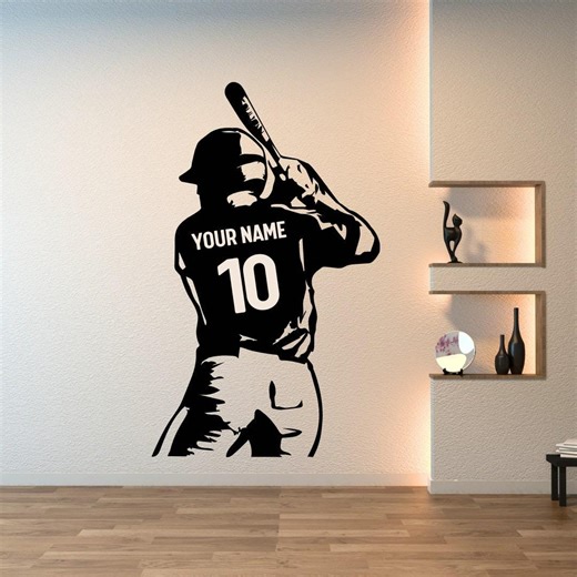 Personalized Baseball Wall Decal • Customize With Your Name & Numbers • Vinyl Sticker for Kids Bedroom Decor • Baseball Wall Decal - Etsy