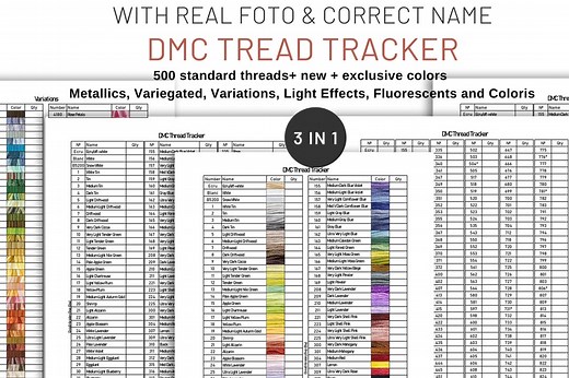 DMC Thread Color Chart: Printable Inventory Tracker (PDF Download) - Etsy