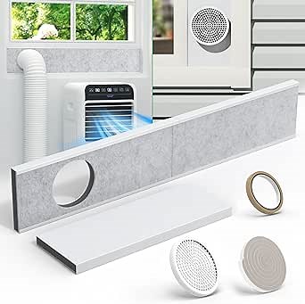 Forestchill Portable Air Conditioner Window Vent Kit with Insulation Foam Panels, Adjustable AC Vent Seal Kit with Mesh Guard for 5.9" Diameter Hose, Insulates Heat & Reduces Noise from Outside
