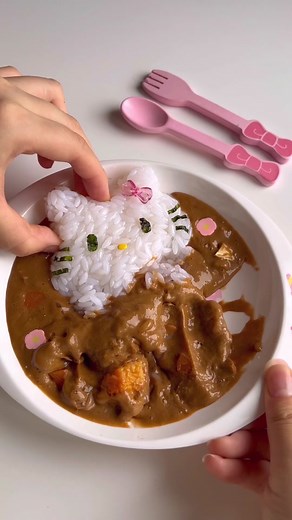 🎀 헬로키티 카레 슬라임 ( Hello Kitty Curry Slime ) 🍛 #slime #슬라임 #asmr #액체괴물 | slime