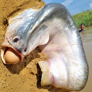 Wow Unbelievable Big Sand Hill Hole Stuck Fish Catching Method By Fisherman #fish_video | Fisherman Animal Lover-Original