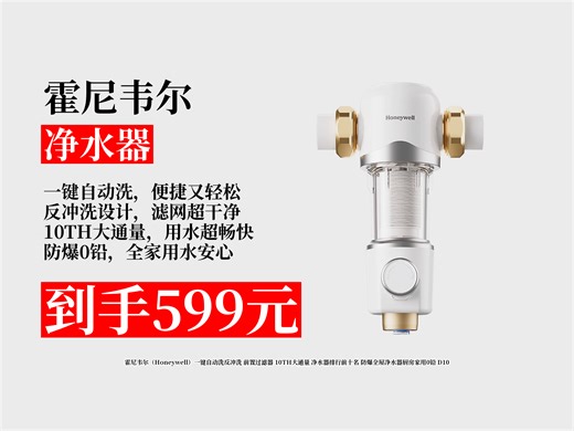 【净水器推荐】霍尼韦尔前置过滤器怎么选？599元拿下D10，一键自动洗 10TH大通量，防爆0铅，净水器前十强！