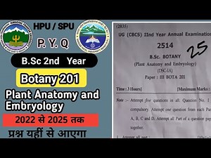 BOTA 201 Plant Anatomy and Embryology Most Important Questions HPU/SPU 2025