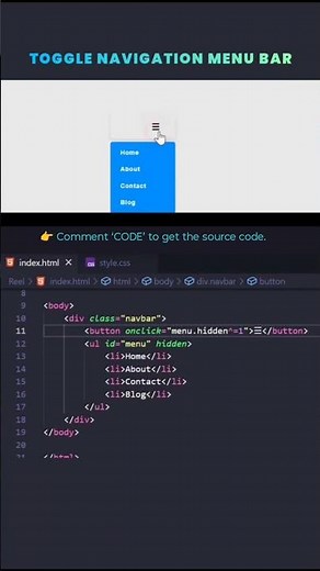 Pure CSS Toggle Menu | No JS Needed | Web Design Trick 💻