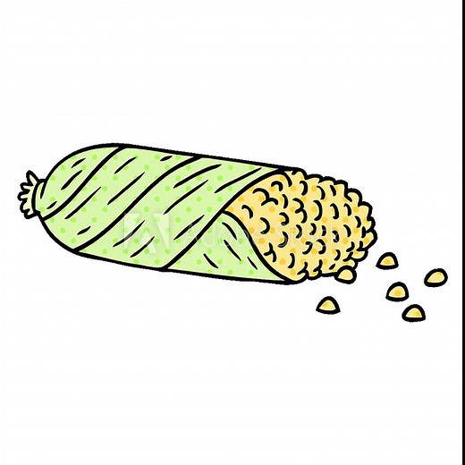 hand drawn cartoon doodle of fresh corn on the cob