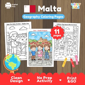 MALTA Landmarks Coloring Pages for Kids | Travel Educational Coloring Book
