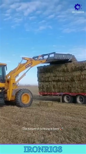 This tractor attachment is a fully automated hay bale collector and stacker all in one 🤯 #invention