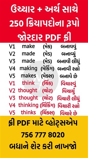 ક્રિયાપદોના રૂપો વગર અંગ્રેજી નહીં આવડે 🔥