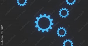 abstract cyber security and technology background with gears, tech infographic, overloaded server and device infographic, loading and processing data concept