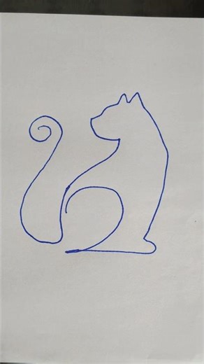 Easy One Line Cat Drawing 🐱 | Simple Animal Art #drawing #art #easydrawing #onelinedrawing