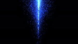Glowing Blue Bright Particle Falling On Black Background. Particle High Tech Background. Abstract Gl
