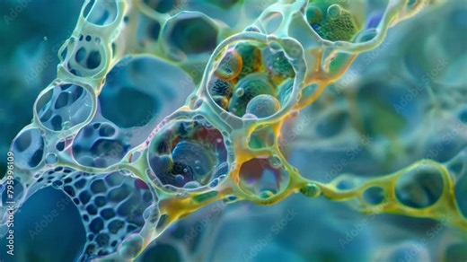 A magnified view of a plant stem cell wall displaying the specialized plasmodesmata structures that aid in cell communication and . AI generation.