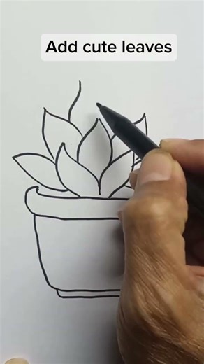 easy kawaii potted plant || #drawing #drawingtutorial #kawaiidrawing #easydrawing #sketch