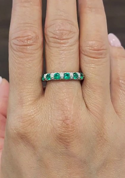 2.80 Ct Natural Emerald & Diamond Eternity Band - Etsy