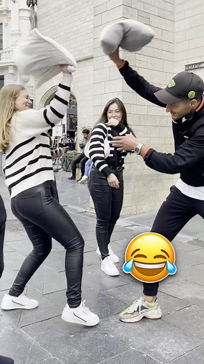 24K views · 96 reactions | Pillow Fight With Strangers!  #pillow #prank #prankvideo #viralreels #viralvideo #funny #funnyreels | Who Cares? | Facebook