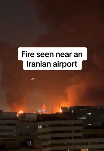 Burning fires and smoke plumes were observed in the direction of Tehran's Mehrabad Airport as the expanding war in Iran entered its second week amid renewed uncertainty about how or when hostilities will end. #iran #strikes #airport #tehran #fire