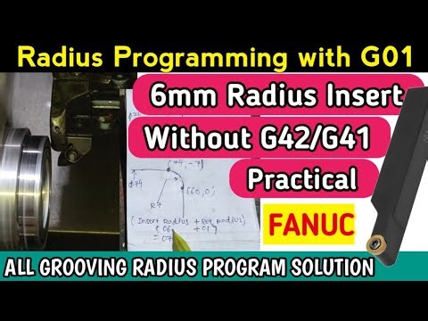 Radius Generation For Big Round Button Insert without G42/G41| Easy Programming for Radius Fanuc CNC