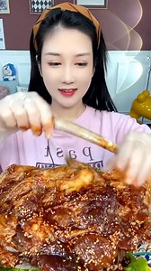 1M views · 11K reactions | Food ASMR - Yummy Eating Pork Rib Roast with vegetables - chicken ball with noodles - pork ball and birthday cake with family | Food ASMR | Facebook