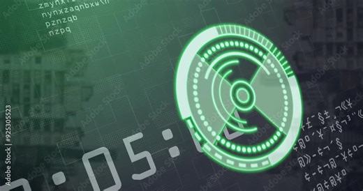 Radar scanning animation over digital interface with numbers and text