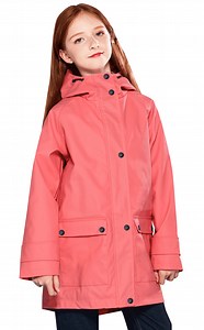 SOLOCOTE Girls Waterproof Lined Rain Jacket Coat Rainproof Jackets Hooded Cotton Long Windbreaker - Walmart.com