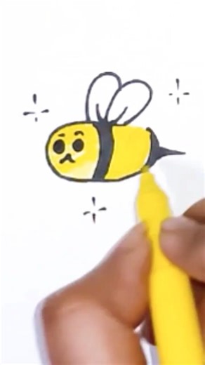 How To Draw Bee 🐝, Step-step for a beginner💛🖤💛#art #drawing #ideas #shortfeed #drawingchallenge
