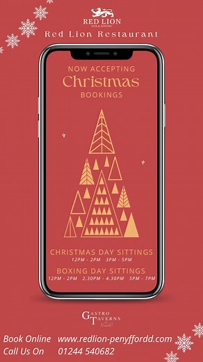 The Red Lion Restaurant is now taking 𝗖𝗵𝗿𝗶𝘀𝘁𝗺𝗮𝘀 𝗯𝗼𝗼𝗸𝗶𝗻𝗴𝘀 🎄 for Christmas Day & Boxing Day. Full festive menus will be announced shortly. Book online at www.redlion-penyffordd.com ❄️ | Red Lion Restaurant