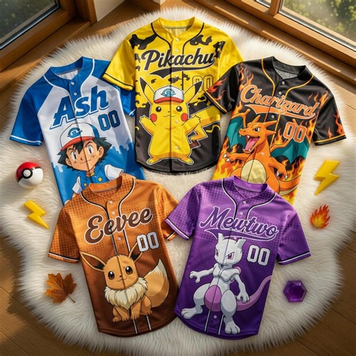Pokémon Baseball Jersey, Custom Anime Family Matching Shirt, Personalized Pokémon Kids Birthday Party Jersey, Pocket Monster Team Uniform - Etsy