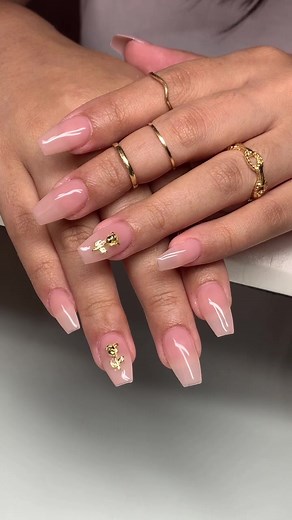 Mermaid Milaa Nude Gold Charm Nail Extensions