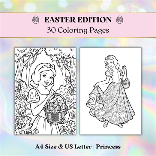 30 Easter Princess Coloring Pages, Spring Printable Activity Book, A4/US Letter Size (digital Download) - Etsy