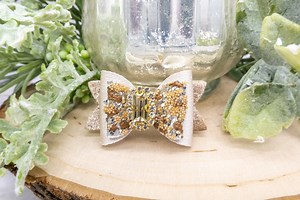 Cute Dog Bows. Fancy Dog Hair Bow. Cream and Brown. Rhinestone Center. Girl Dog or Boy Dog Barrette. Small Dog Hair Clip. Yorkie Shih Tzu - Etsy