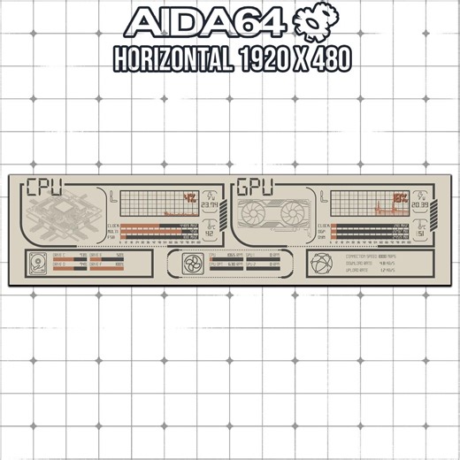 AIDA64 Sensor Panel Template | Retro Futuristic Vintage Design | 1920x480 Horizontal Overlay for PC Stats - Etsy