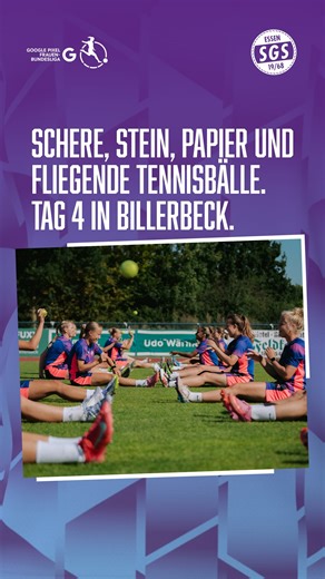 Da war doch alles dabei! Von Schere, Stein, Papier bis zu fliegenden Tennisbällen. Jetzt haben wir alles gesehen 😜🟣⚪️ #sgsessen #lilaweiss #trainingslager #coaching #training | SGS Essen