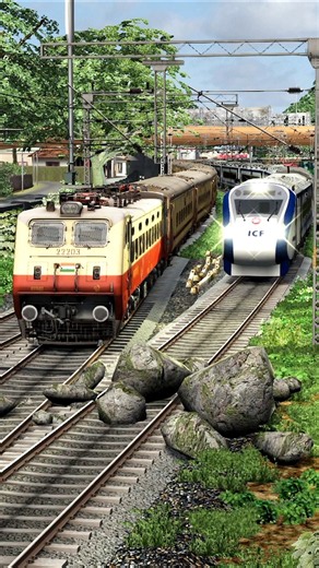 The Vande Bharat applied emergency brakes after spotting a stone on the track 🔥#train #traingame