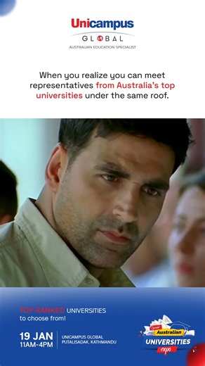 Explore top Australian universities under one roof and take the first step toward a globally recognised education. #YourDegreeYourFuture #StudyInAustralia #AustralianUniversities #UniversitiesExpo #StudyAbroadNepal #UnicampusGlobal #TopRankedUniversities #HigherEducation #GlobalEducation #KathmanduStudents #StudyAbroadDreams #AustraliaEducation #FutureStartsHere #EducationExpo #NepalStudents | Unicampus Global - Head Office