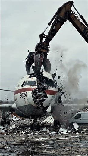 Plane Recycling Proces #MegaDismantler #PlaneRecycling #HowItsMade #AIVideo #Aviation #Excavator