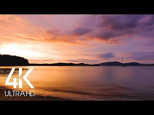 Beautiful Sunset - Relaxing Sound of Ocean Waves Crashing - 8 Hour Relax Video in 4K
