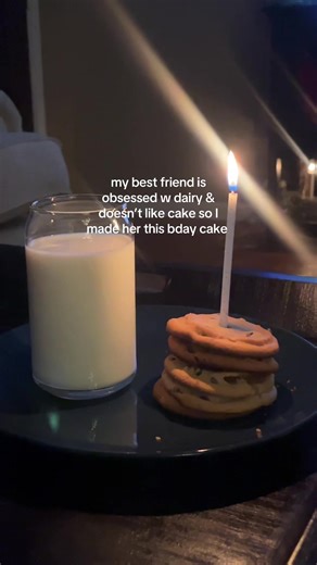 Creative Birthday Cake with Milk and Cookies
