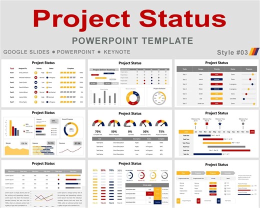 Project Status Powerpoint Template, Project Status Report Template, Project Status Dashboard, Progress Report Project, Progress Tracker - Etsy