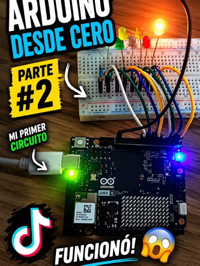 Arduino Uno Q #2 🔥 ¡Seguimos aprendiendo Arduino Uno Q desde cero! En esta segunda parte armamos un circuito más completo usando LEDs, resistencias y protoboard ⚡ 💡 En este video aprenderás: ✅ Cómo conectar varios LEDs ✅ Cómo organizar cables en protoboard ✅ Cómo hacer funcionar tu primer circuito real ✅ Consejos básicos para empezar en Arduino 🚀 Poco a poco iremos creando proyectos MÁS avanzados y divertidos. 🛠️ COMPONENTES USADOS Arduino Uno Q Protoboard LEDs Resistencias Jumpers / cables 