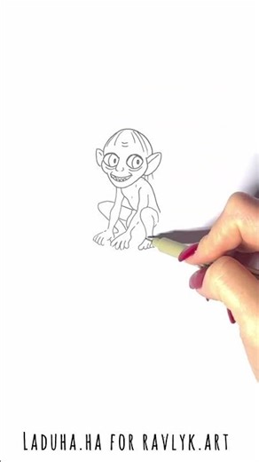 💍 Draw Gollum from The Hobbit ⚔️ Fantasy Art in Minutes 🧙 #shorts #drawing #RavlykArt