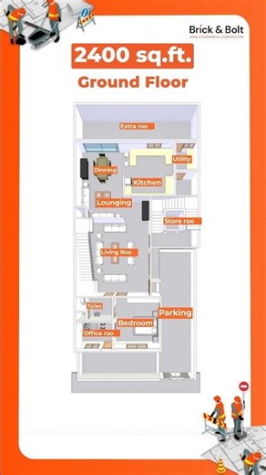 A spacious 2400 sq ft duplex with large living zones, office room, & 4 bedrooms designed for comfort