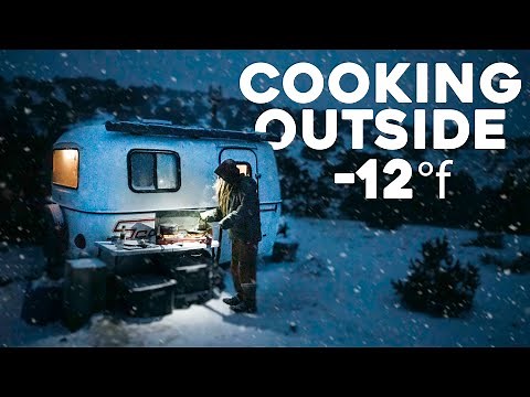 Cooking in a SNOWSTORM | Outdoor Winter Kitchen