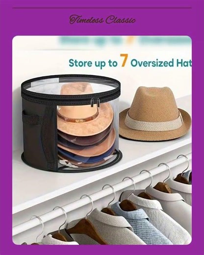 Hat Box - Hat Storage Box - Storage Box for Hats - Round Hat Boxes - Ø 42x27.8 cm - Stackable Hat...