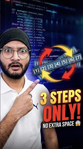 Rotate array in 3 steps 🤯 No extra space!#DSA #CodingTrick #ArrayHack #Programming