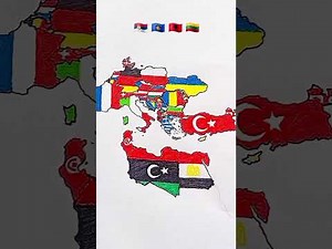 How to Draw Flag Map of the World 🌎 (Part 1) #world #map #drawing