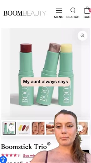 😍 The Boomstick Trio is a simple 3-step makeup system in three little cosmetic sticks. 3 Sticks, 3 steps, it's all you need. https://boombeauty.com/pages/5-makeup-tips-for-older-women-2025 | BOOM Beauty